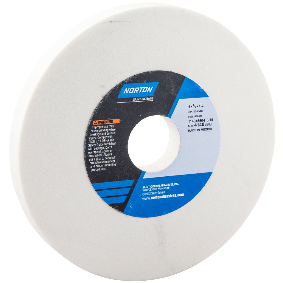 Norton6 x 1/2 x 1-1/4 in Type 01 Toolroom Wheel 38A 120 K VBE 66252836664 1 EA
