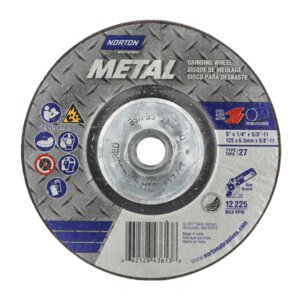 Norton Metal 5 in x 1/4 in x 5/8 in-11 Metal Type 27 Grinding Wheel AO 24 Grit Q B 66252843613 10 EA