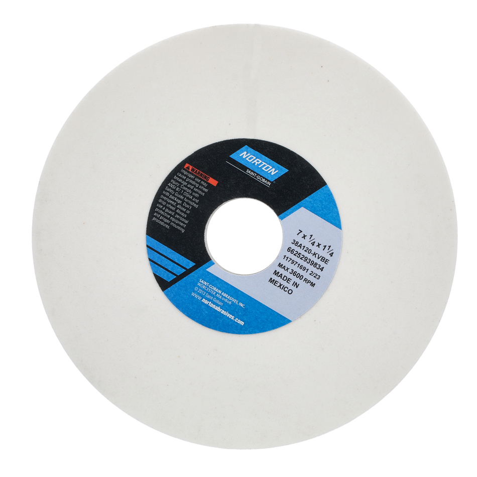 Norton7 x 1/4 x 1-1/4 In. Toolroom Wheel >4 in 38A 120 K VBE Type 01 66252939834 1 EA