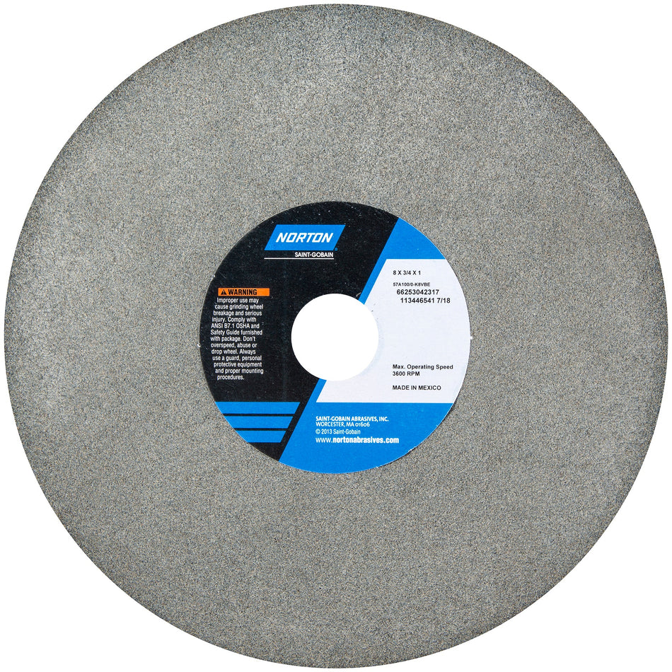 Norton Gemini 8 x 3/4 x 1 in Gemini Bench Straight Wheel 01 57A 100 K VBE 66253042317 1 EA