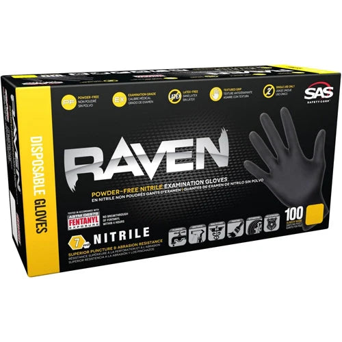 Raven Black Nitrile Powder-Free Heavy Duty Gloves