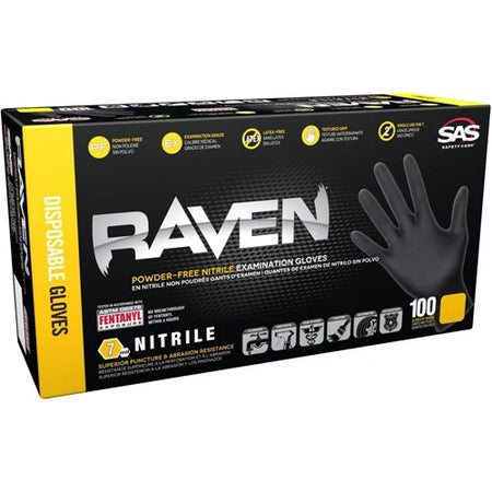 Raven Black Nitrile Powder-Free Heavy Duty Gloves
