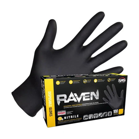 Raven Black Nitrile Powder-Free Heavy Duty Gloves