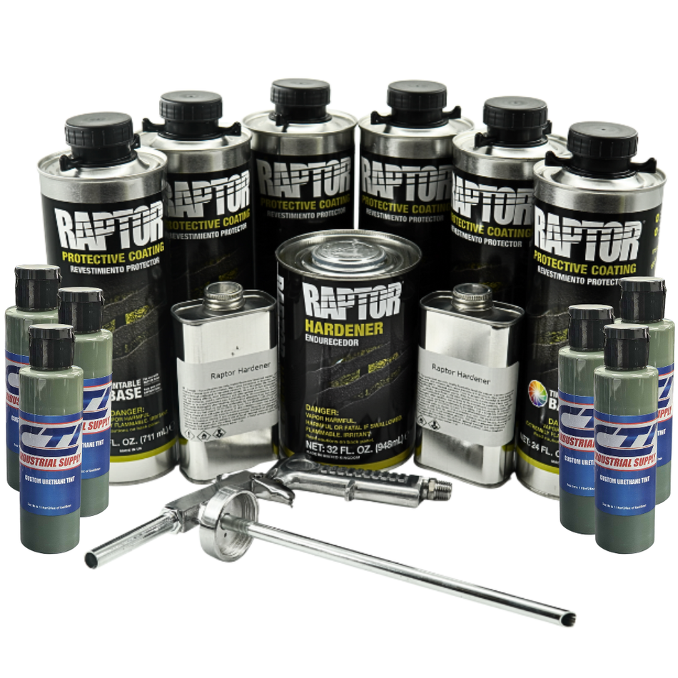 U-Pol Raptor Woodland Green Bedliner Kit with Spray Gun