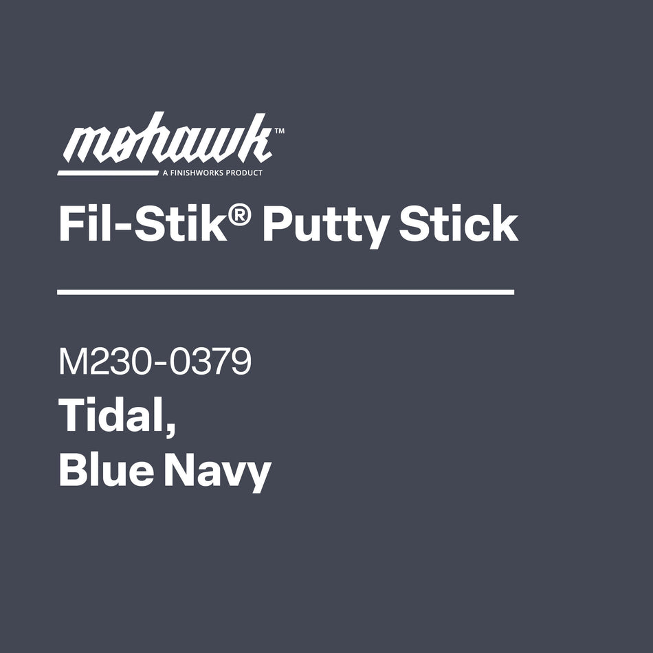 Mohawk Fil-Stik Putty Stick label with product details on a dark gray background