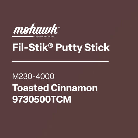 Mohawk Fil-Stik Putty Stick label on a brown background