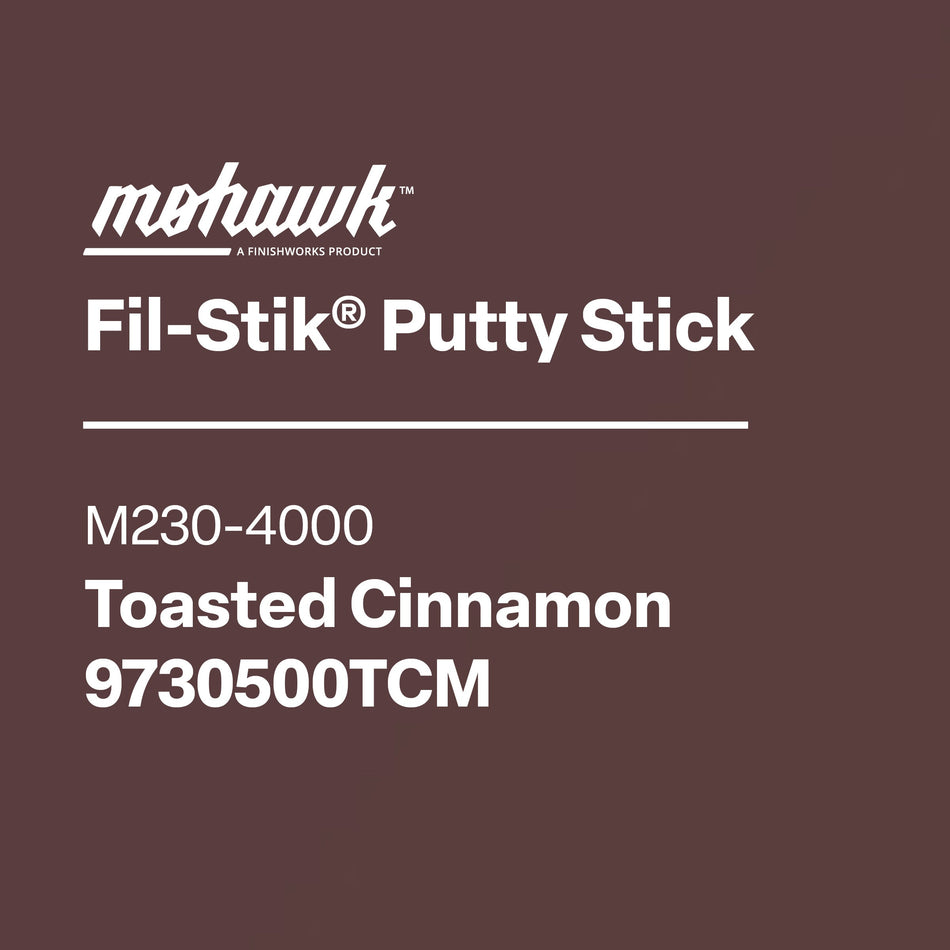 Mohawk Fil-Stik Putty Stick label on a brown background