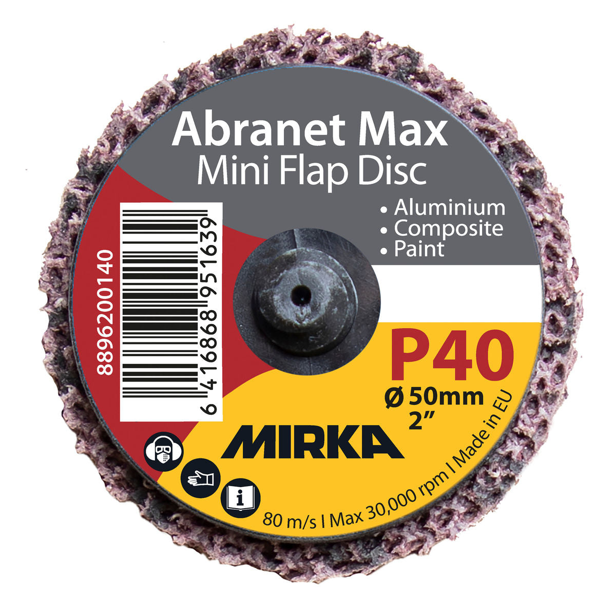 Mirka Abranet Max 2 in Mini Flap Disc Quick Lock 80, 30/Bx