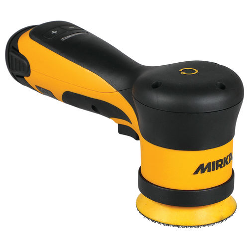 Yellow and black Mirka sander on a white background
