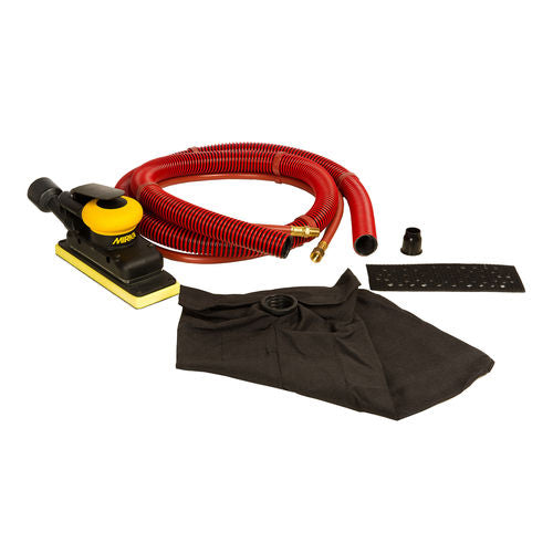 Car detailing kit with sander, hose, and accessories on a white background