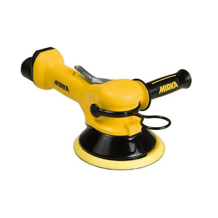 Yellow and black Mirka sanding machine on a white background