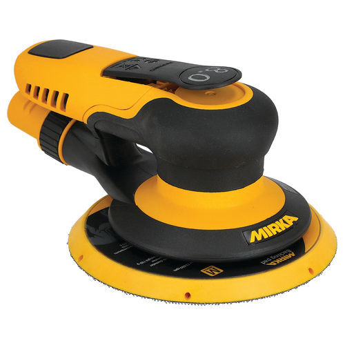 Yellow and black oscillating tool with Mirka branding on a white background