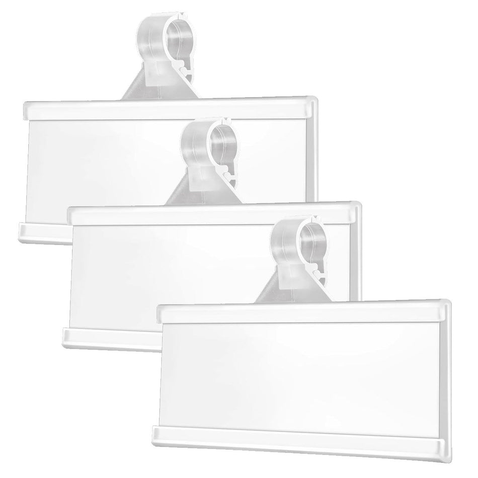 Mirka Clip-on Hang Tag for Wire Shelf, Plastic, 3/Pkg