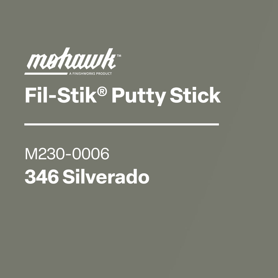 Mohawk Fil-Stik Putty Stick packaging with product name and color on a brown background