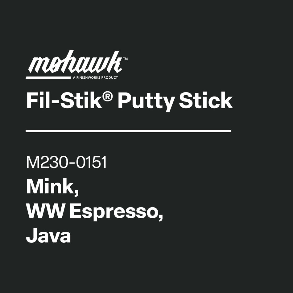 Mohawk Fil-Stik Putty Stick product label on a black background