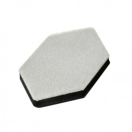 Hexagonal foam pad with black border on a white background