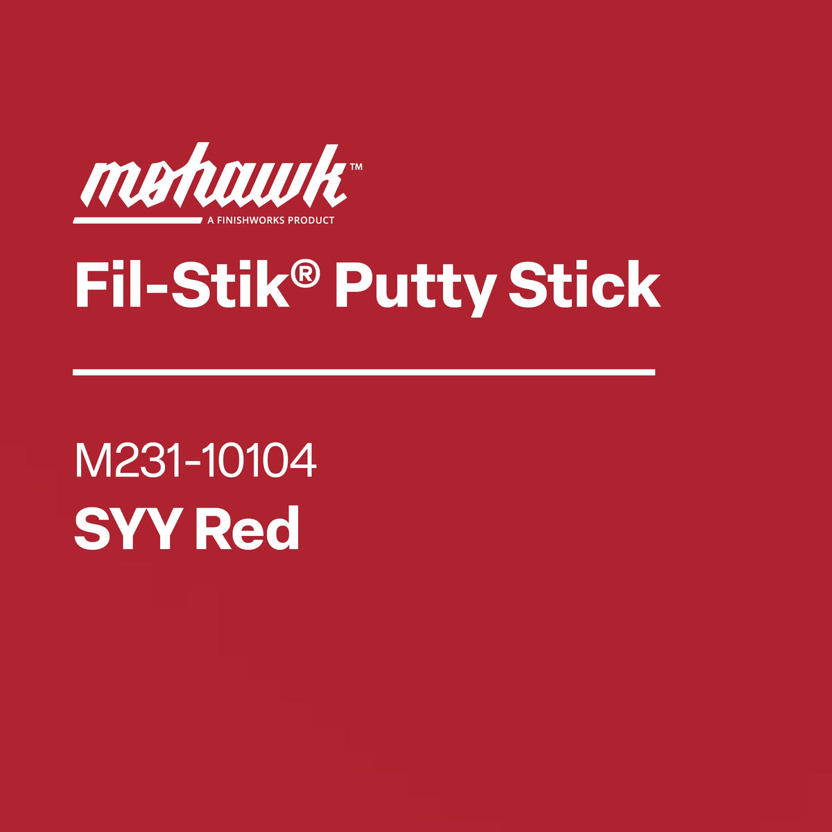Mohawk Fil-Stik Putty Stick label with product name and color on a dark gray background