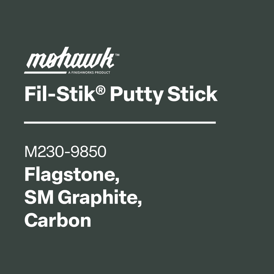 Mohawk Fil-Stik Putty Stick label on a black background
