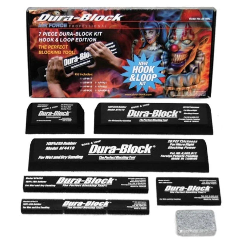 7 Piece Hook & Loop Dura-Block Kit AF44HL for precise sanding and surface preparation in automotive projects — Kolor Koalition