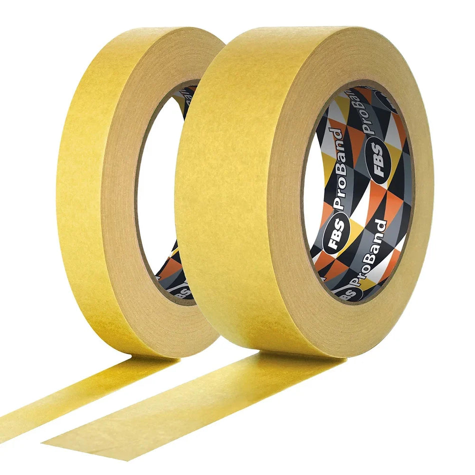 Two rolls of ProBand yellow masking tape displayed horizontally with the tape unrolled slightly showing the vibrant yellow color and the ProBand logo on the inner core.