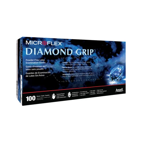 Micro Flex Diamond Grip Powder-Free Latex Gloves Box of 100