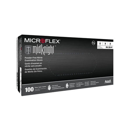 Micro Flex Midknight Black Nitrile Powder-Free Gloves Box of 100