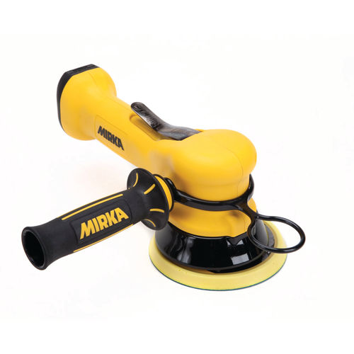 Yellow Mirka sanding machine on a white background