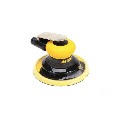 Yellow and black random orbit sander on a white background