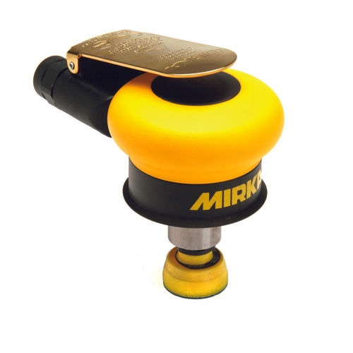 Yellow and black sanding tool with 'Mirka' branding on a white background