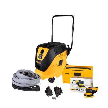 Yellow and black Miuba pressure washer with accessories on a white background