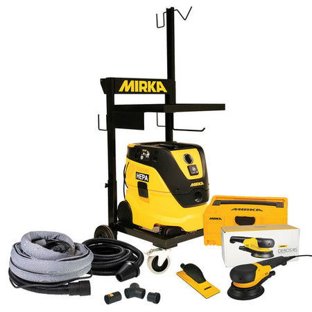 Mirka RS dust free trolley system electric sander kit with extractor hose trolley and hand sanding block