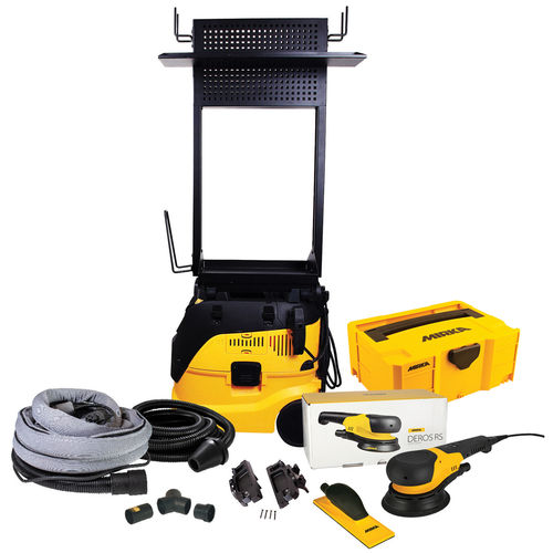 Mirka RS dust free work station system electric sander kit with extractor hose and hand sanding block