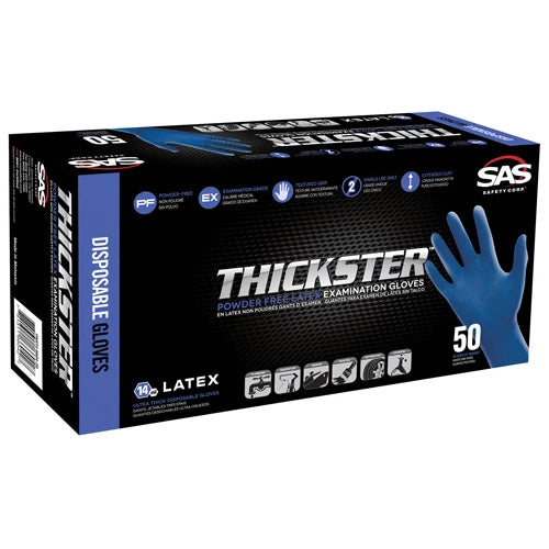 Thickster Blue Heavy-Duty Latex Powder-Free Gloves