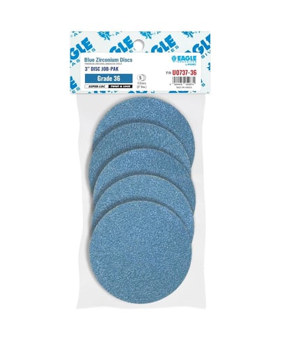 Eagle Abrasives 3 inch super loc blue grade 36 discs 5 pack zirconia