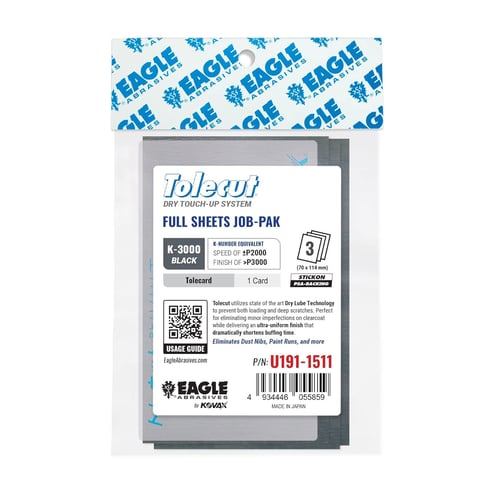 Eagle Abrasives Tolecut black sanding sheets with card spot repair automotive