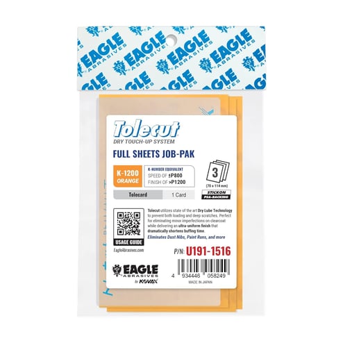Eagle Abrasives Tolecut orange sanding sheets with card automotive spot repair