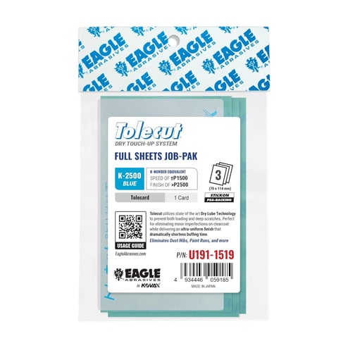 Eagle Abrasives Tolecut blue sanding sheets with card automotive spot repair