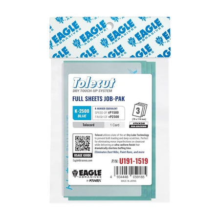 Eagle Abrasives Tolecut blue sanding sheets with card automotive spot repair