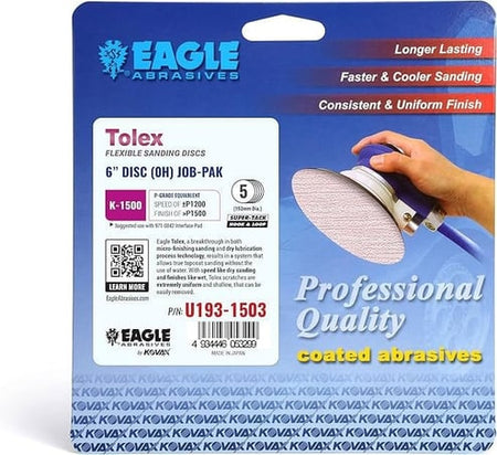 Eagle Abrasives 6 inch Super Tolex sanding discs K1500 hook and loop