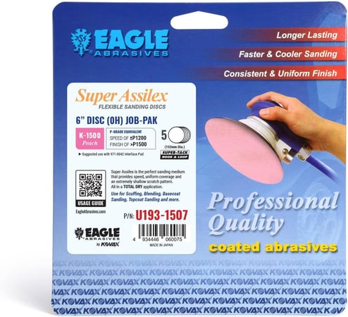 Eagle Abrasives 6 inch Assilex peach NH K1500 sanding discs paint finishing
