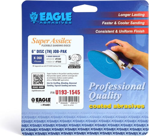 Eagle Abrasives 5 inch Assilex Ocean 7 hole K1500 sanding discs automotive finishing