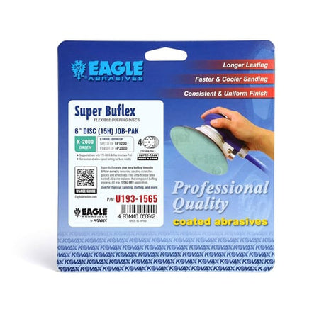 Eagle Abrasives 6 inch DRY Buflex green 15 hole K2000 sanding discs automotive finishing