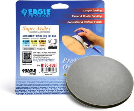 Eagle Abrasives 5 inch Assilex discs assorted no hole with pad automotive sanding