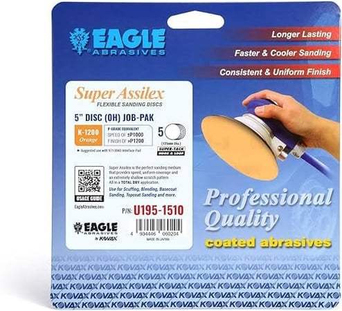Eagle Abrasives 5 inch Assilex Orange NH K1200 sanding discs automotive refinishing