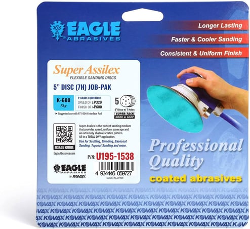 Eagle Abrasives 5 inch Assilex Sky 7 hole K600 sanding discs automotive refinishing
