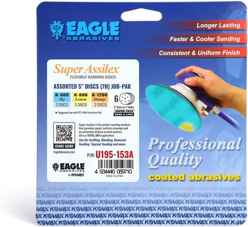 Eagle Abrasives 5 inch Assilex discs assorted 7 hole automotive sanding