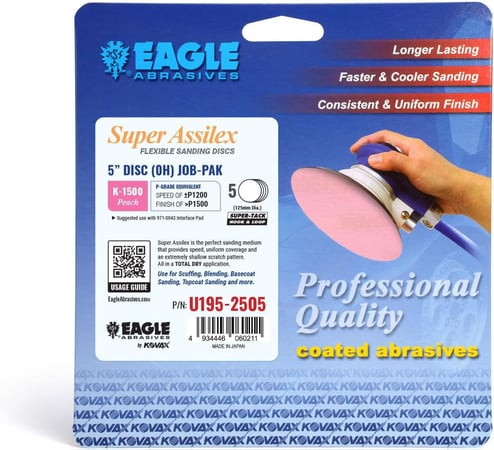 Eagle Abrasives 5 inch Assilex Peach NH K1500 sanding discs automotive finishing