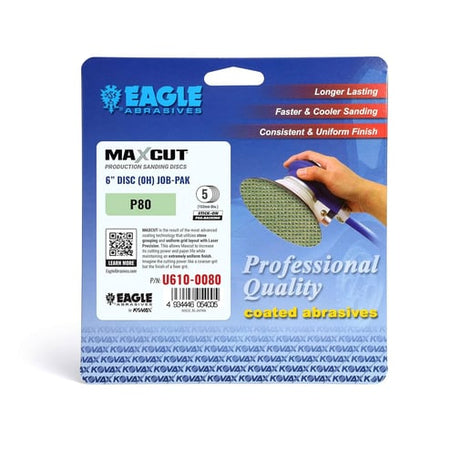 Eagle Abrasives 6 inch Maxcut PSA stick on sanding discs automotive body sanding