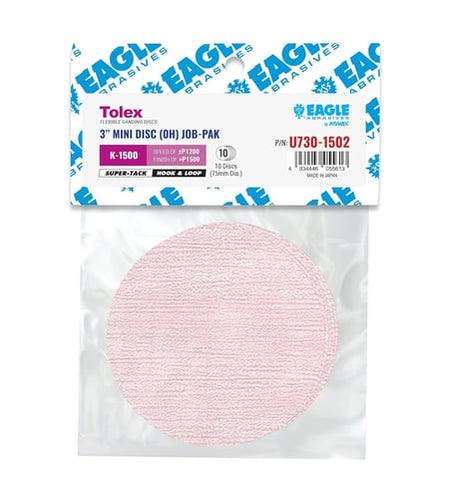 Eagle Abrasives 3 inch Super Tolex discs K1500 dry sanding automotive spot repair