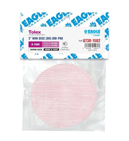 Eagle Abrasives 3 inch Super Tolex discs K1500 dry sanding automotive spot repair